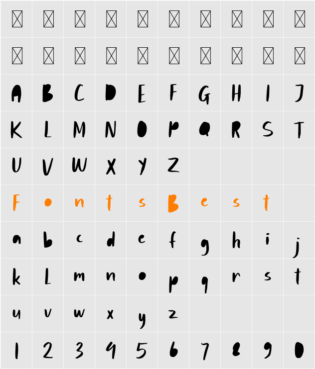 Bondie Character Map