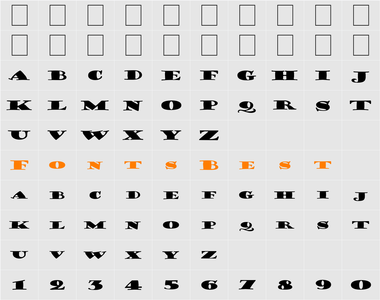 FZ JAZZY 38 EX Character Map