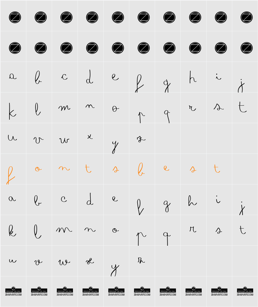 Bimbo Character Map