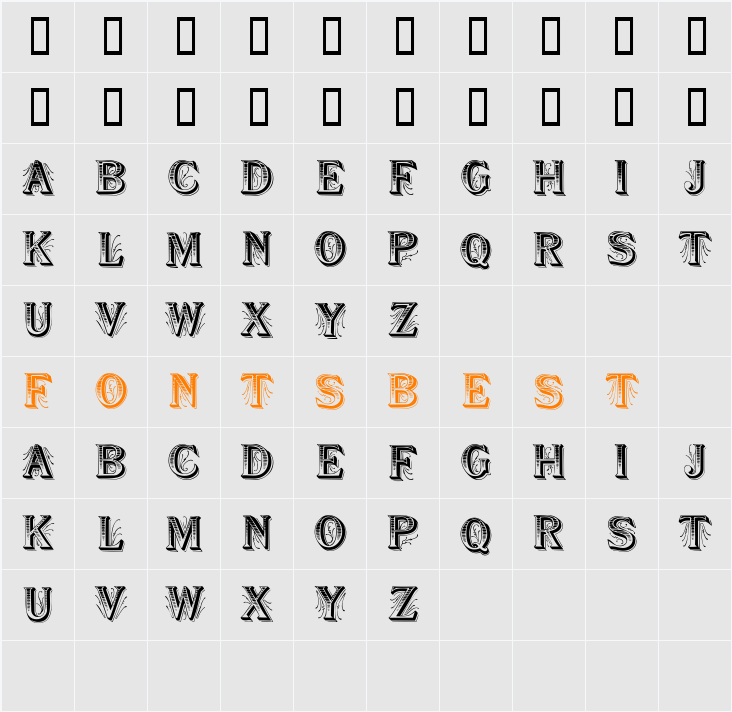 BoutiqueDisplayCaps Character Map