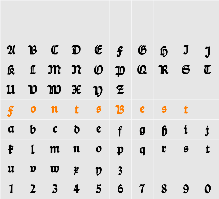 Ballade UNZ1 Alt Character Map
