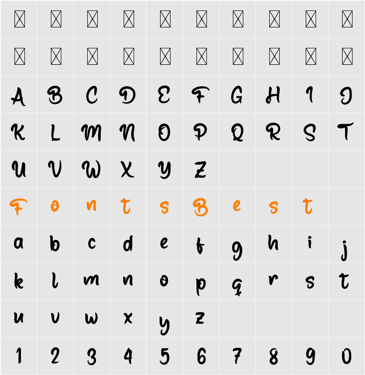 Burped Character Map