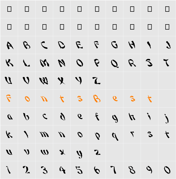 FZ UNIQUE 22 MANGLED LEFTY Character Map