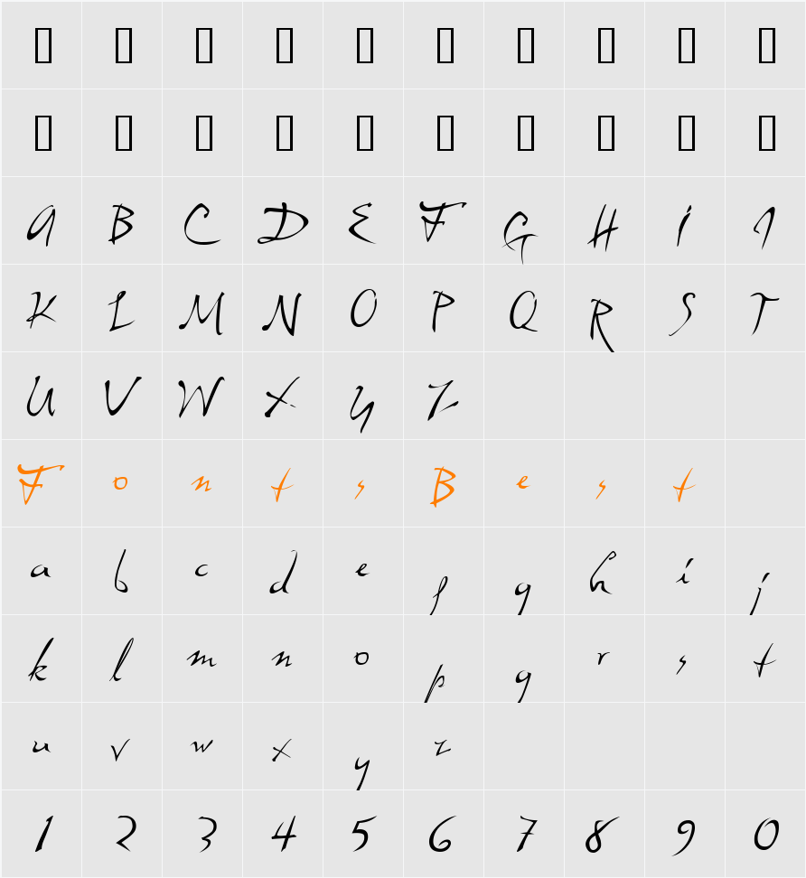 Dali Character Map