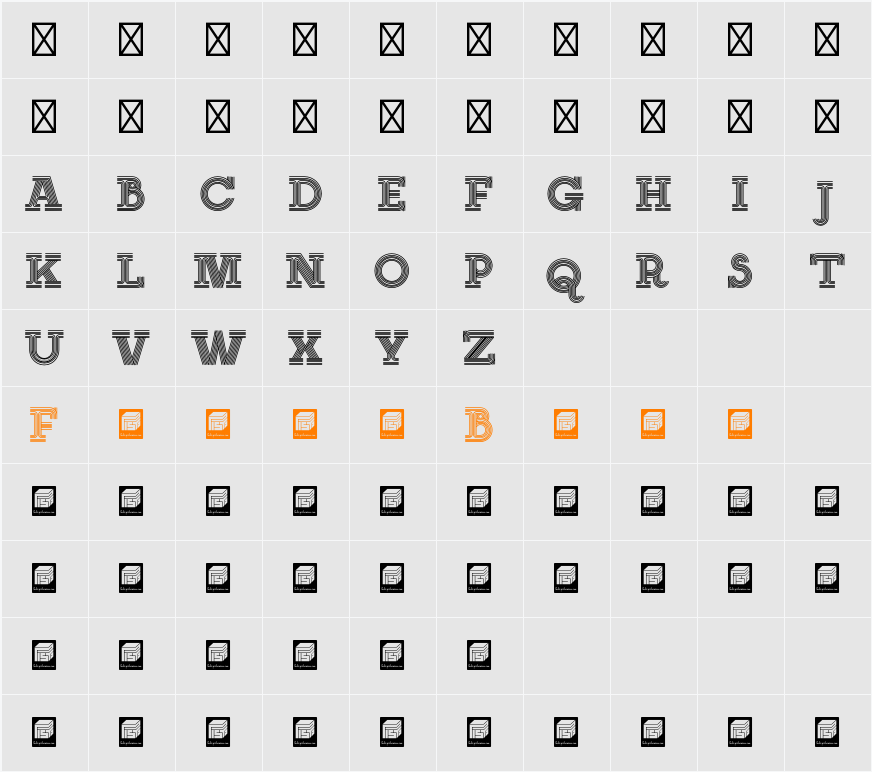 NEON SERIF Character Map