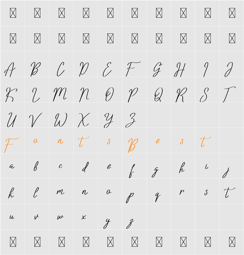 Bolliver Demo Character Map