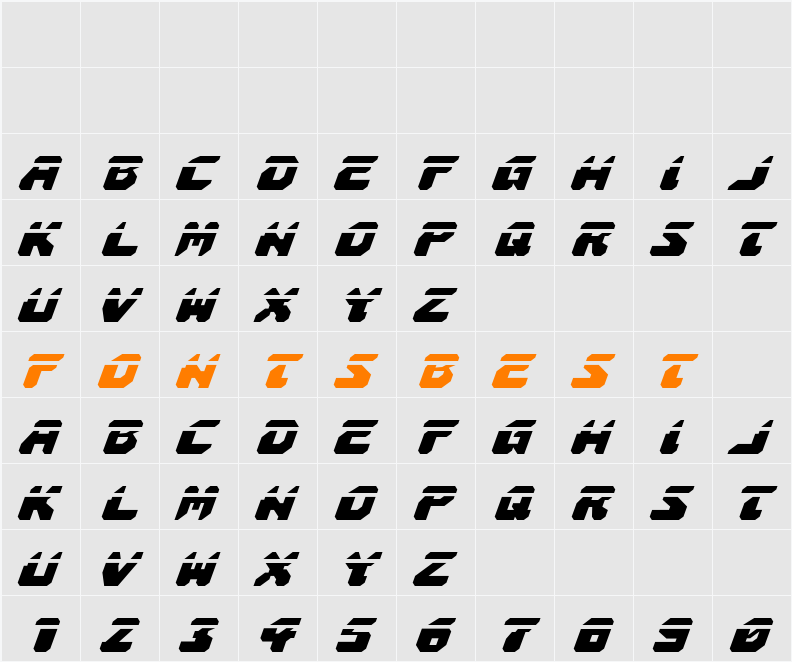 Astropolis Laser Italic Character Map