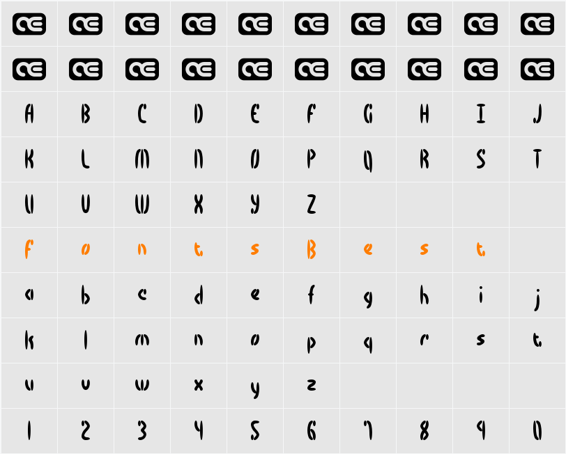 Bocuma BRK Character Map