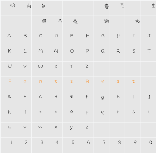DFPQiaoW1-B5 Character Map