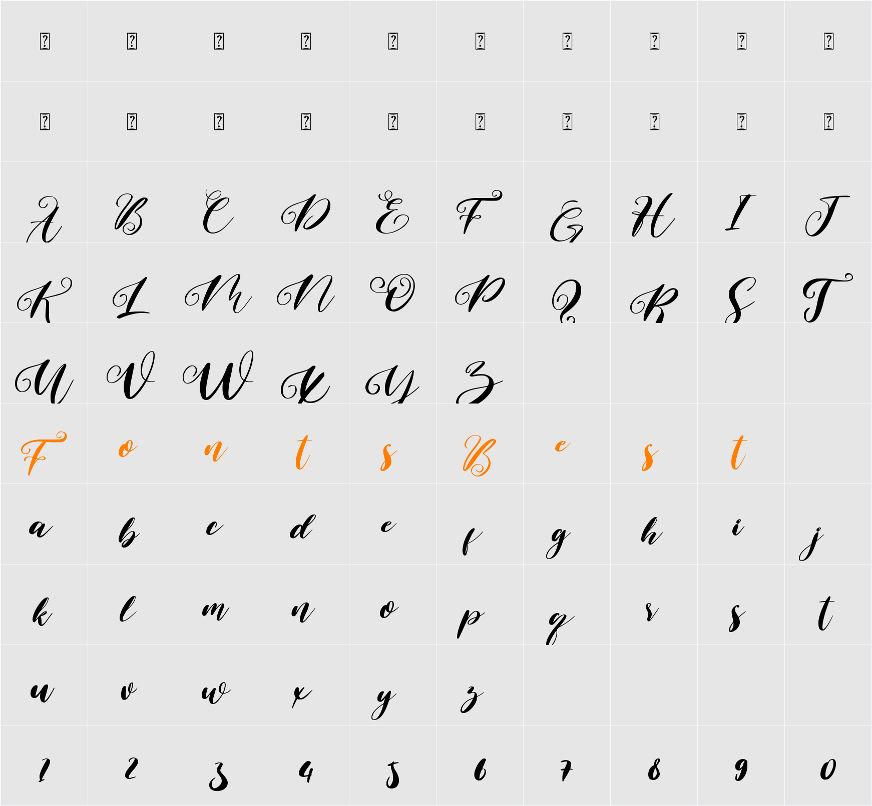 Bridgia Character Map