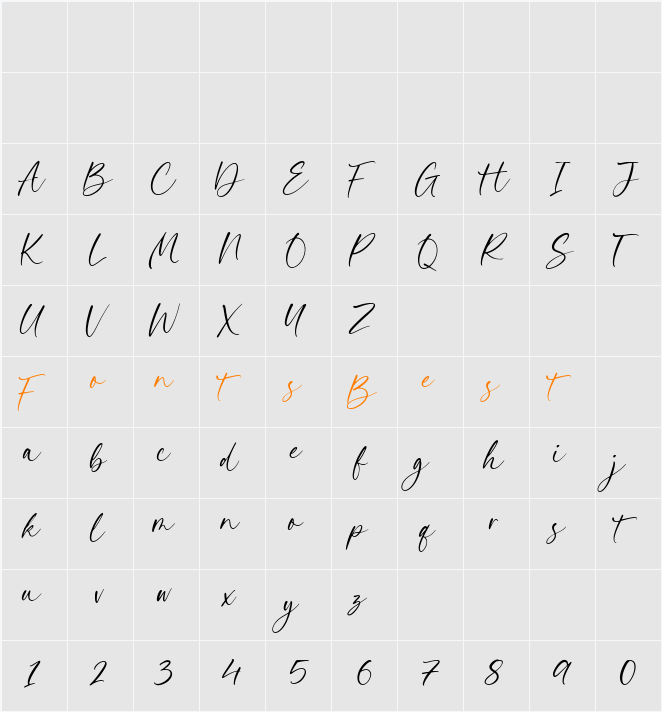 Asterika Character Map