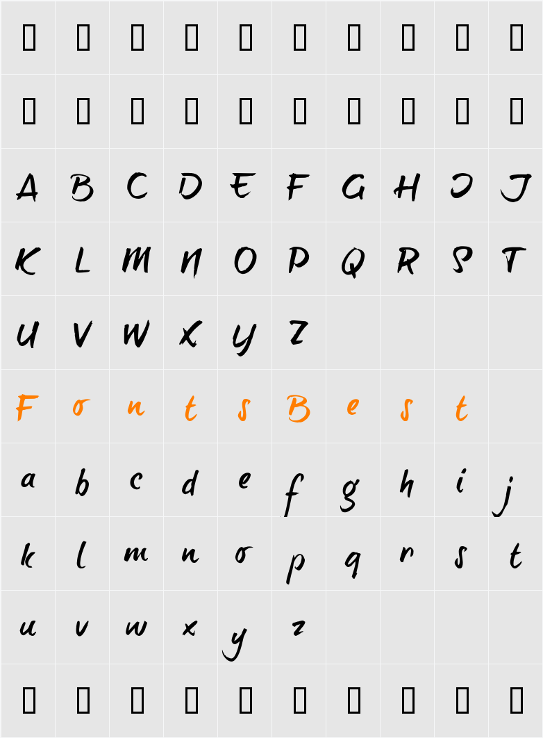 brush-tipTerrence trial Character Map