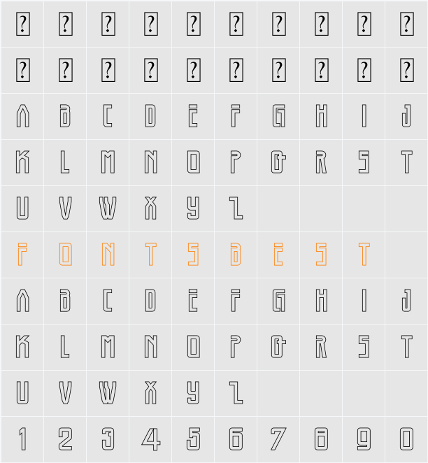Bothweld Outline Character Map