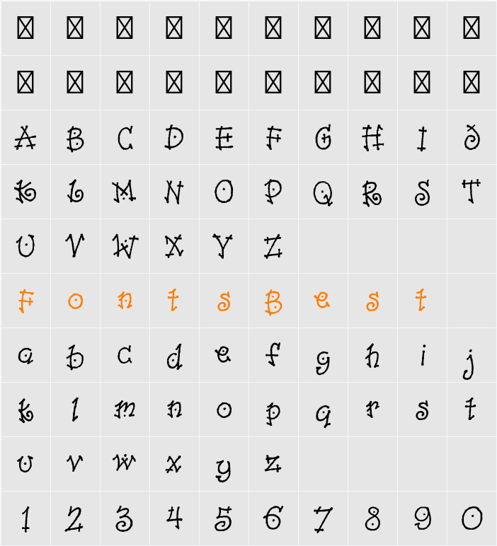 Dancin Std Character Map