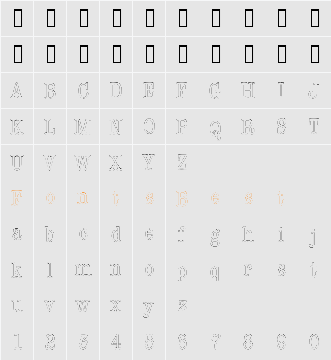 DatelineCondensedOutline Character Map