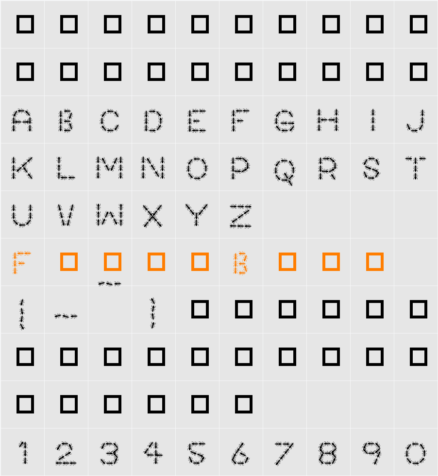 AntPile Character Map