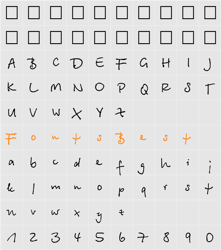 BetinaScript Character Map