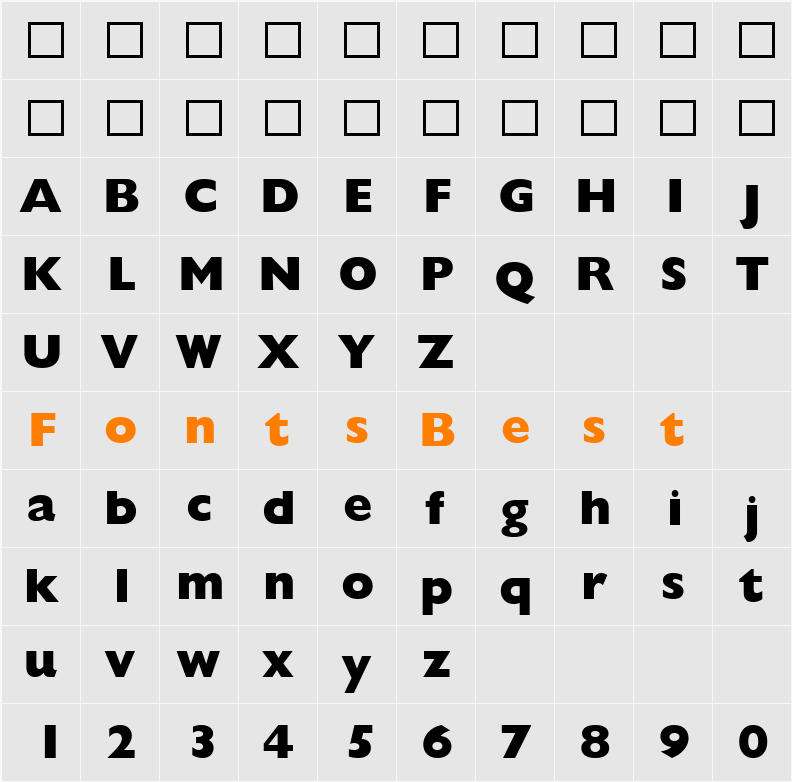 Gill Sans MT Extra Bold Character Map