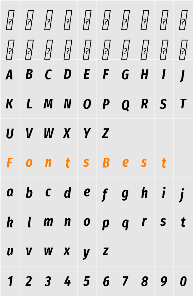 Fira Sans Extra Condensed SemiBold Character Map