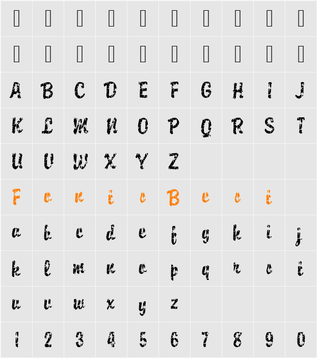 DTCBrodyM32 Character Map