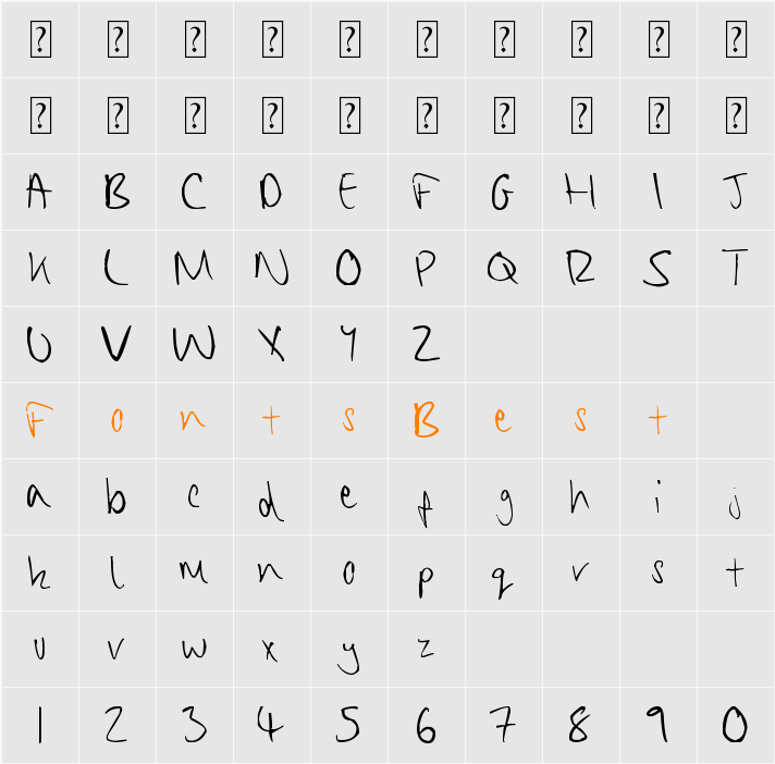 Chippy Handwriting Character Map