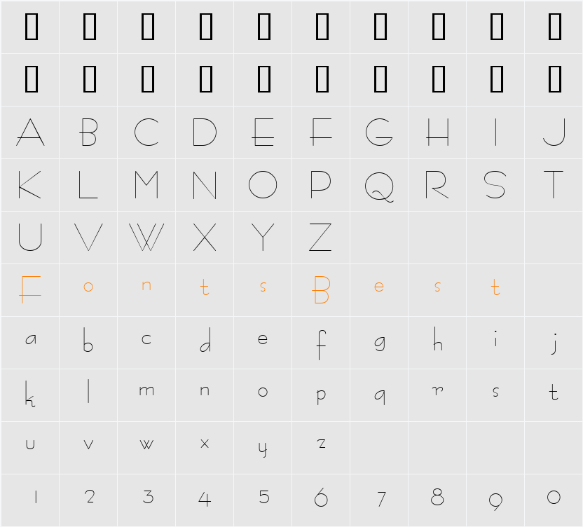 Bernhard Fashion ICG Character Map