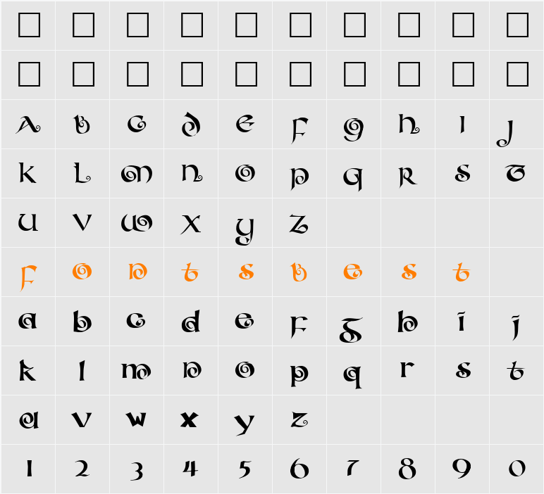 ConfettiType Character Map