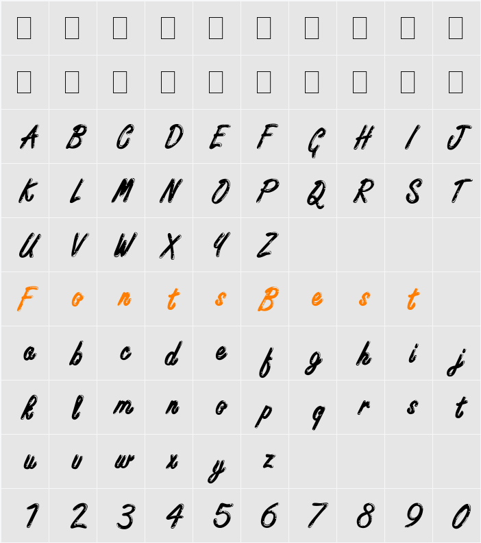 Freestyle Script Character Map