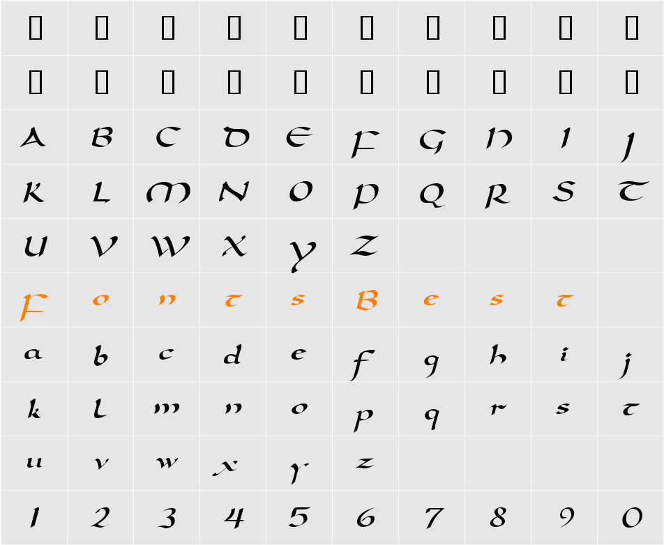 Darwycke Character Map
