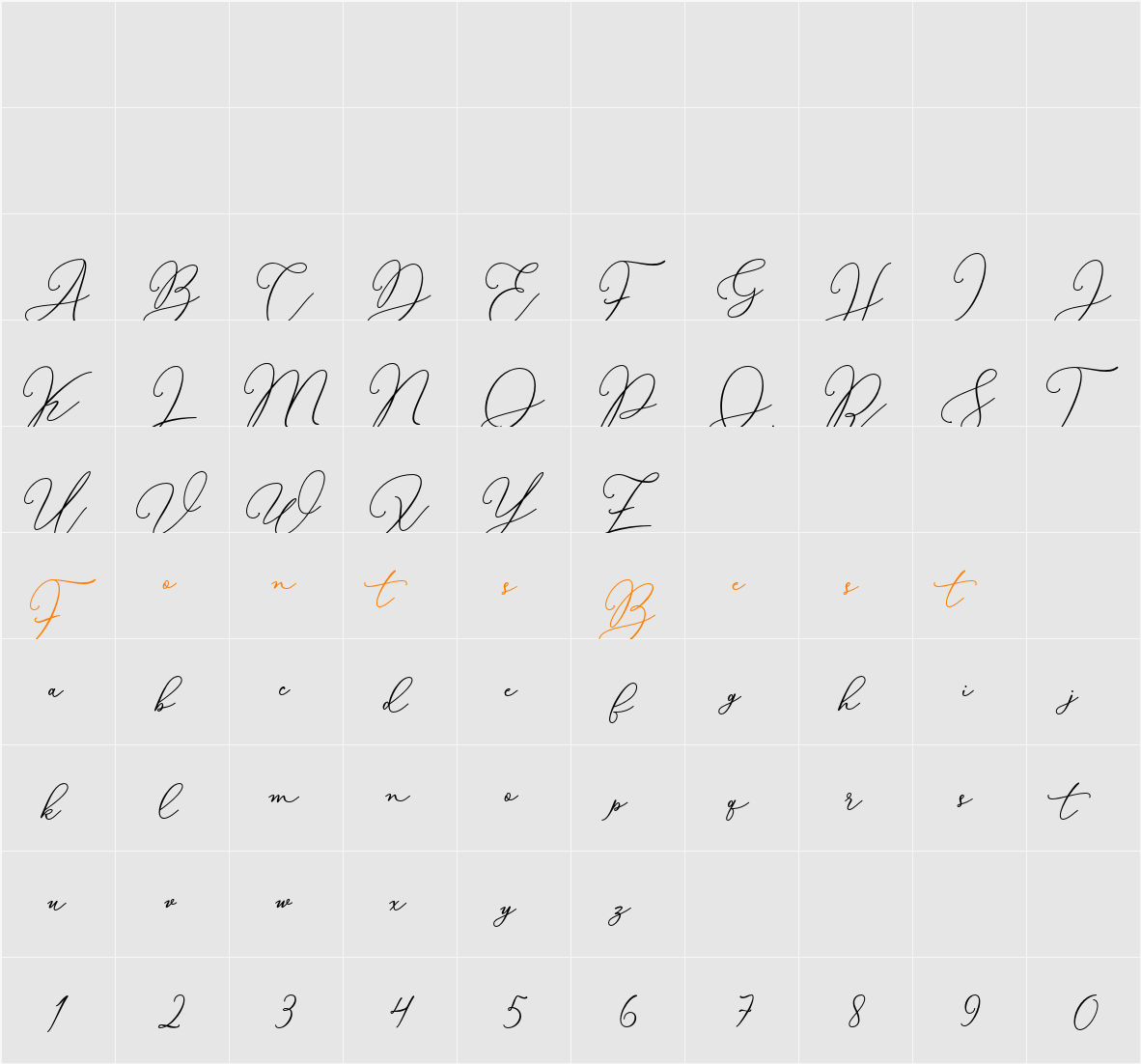 Bellisia Character Map