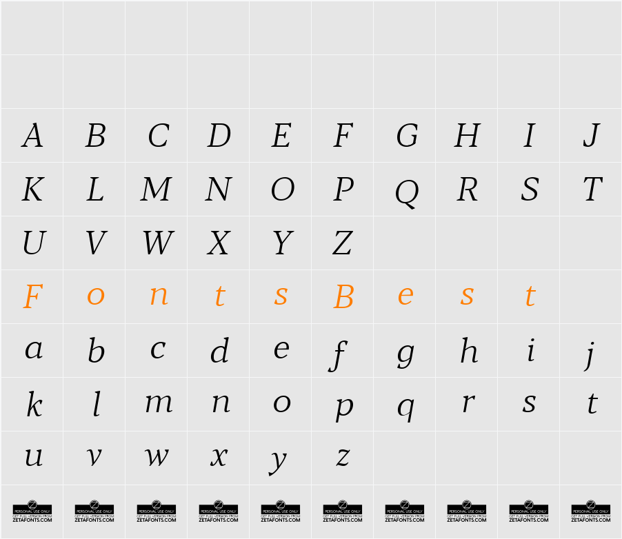 Blacker Text Character Map