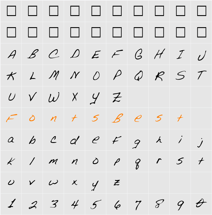 DorothysHand Character Map