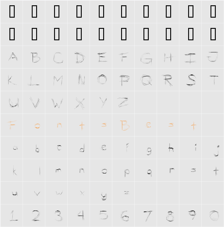 Mellow Scribbles Character Map