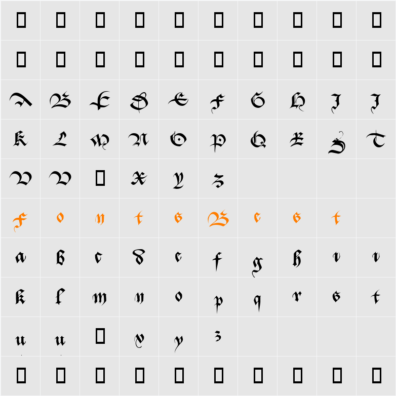 Batarde Character Map
