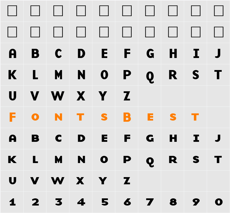 BaseNineSmallCaps Character Map