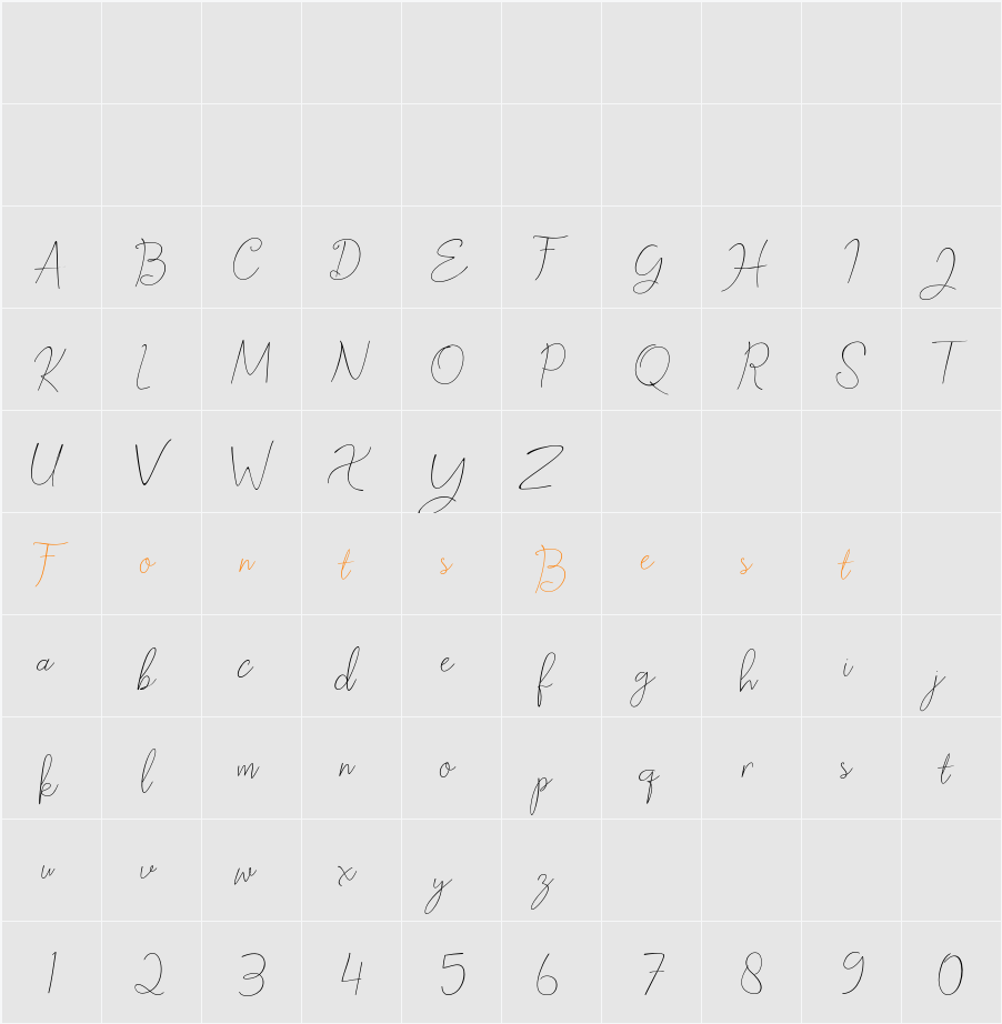 Birthday Script Character Map