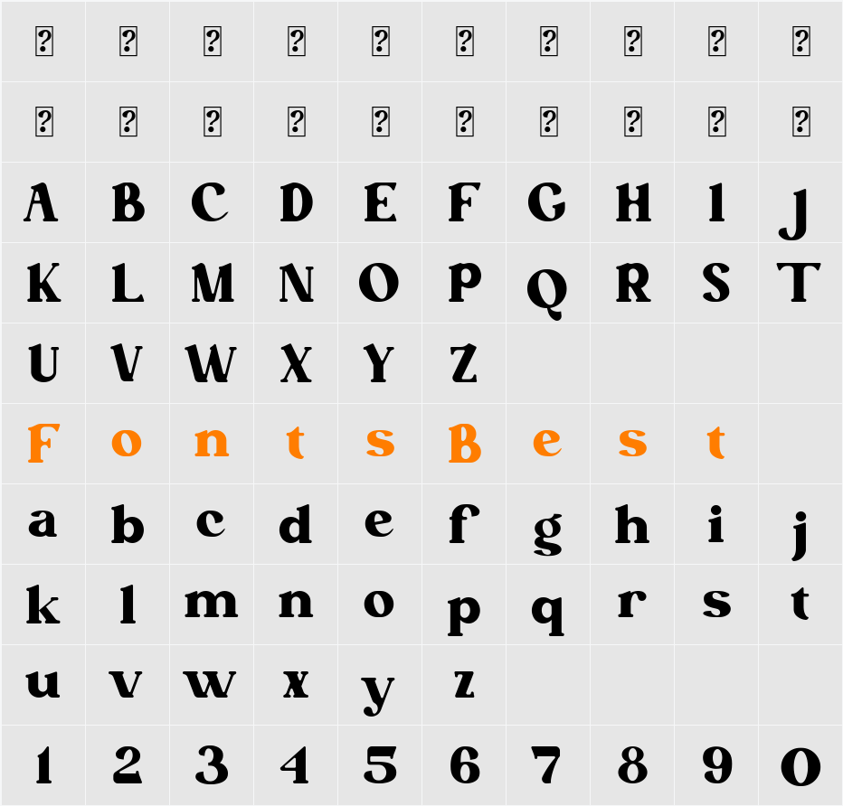 Betofin free for personal use Character Map