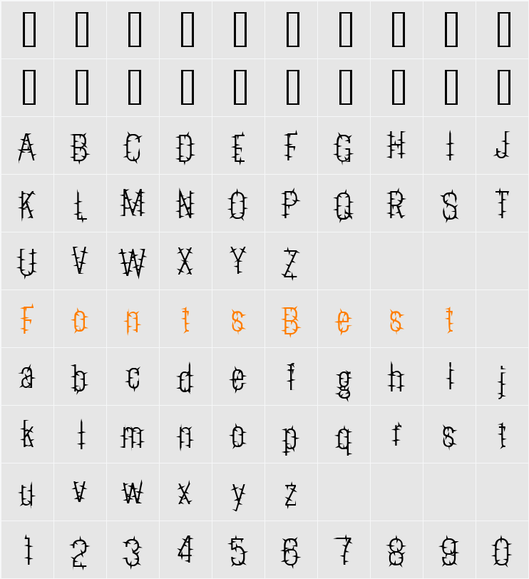 MyhotaWithSpikes Character Map