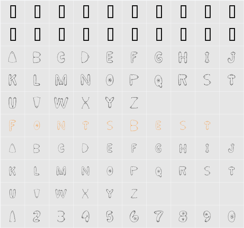 BIG BREAST FONT Character Map