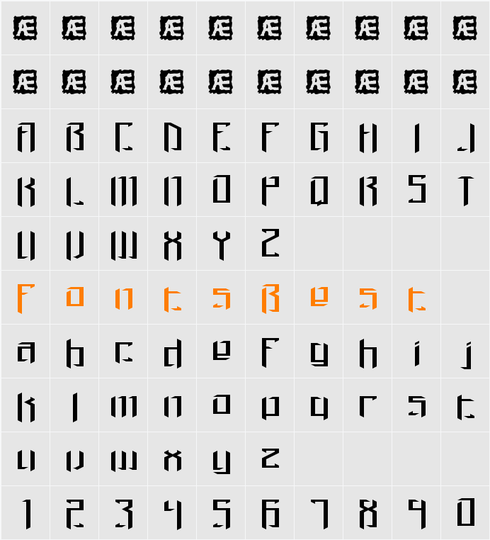 Brigadoom Wide BRK Character Map