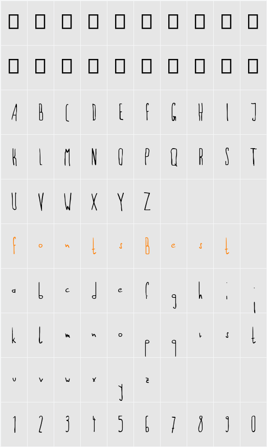 Flamingo 54 Character Map