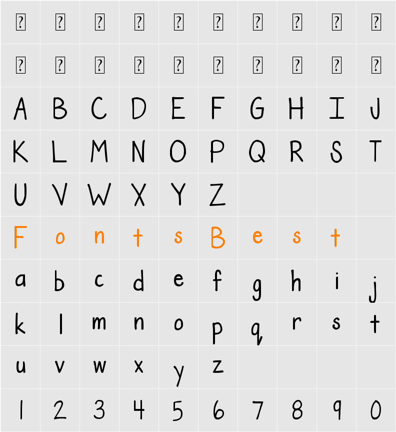 DJB The Teacher Font Character Map