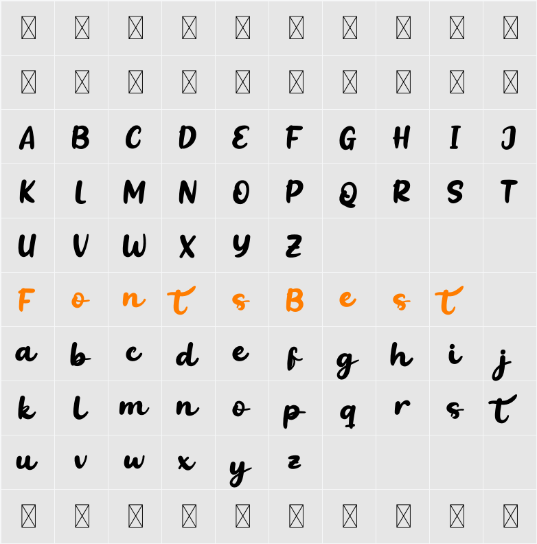 Buttgi Personal Use Character Map