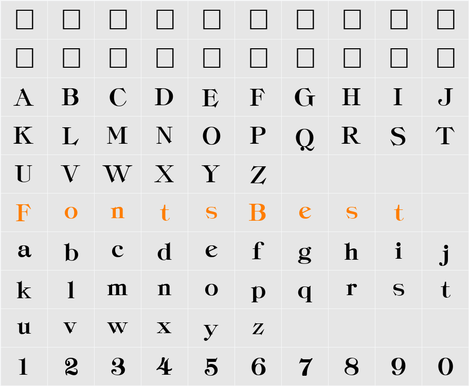 Classica-Heavy Character Map
