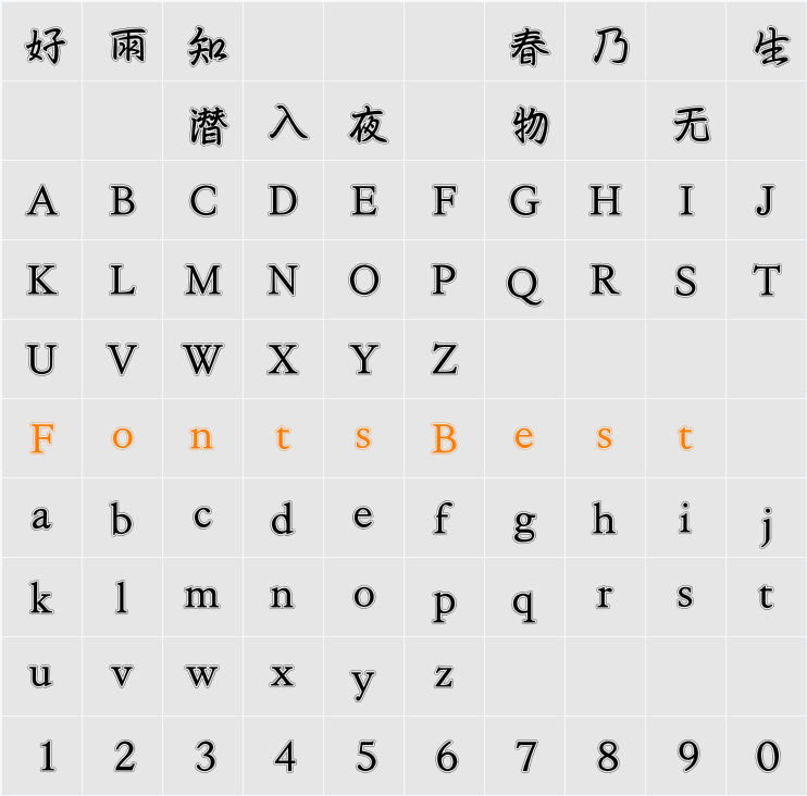 DFPZhouXingKS03-B5 Character Map