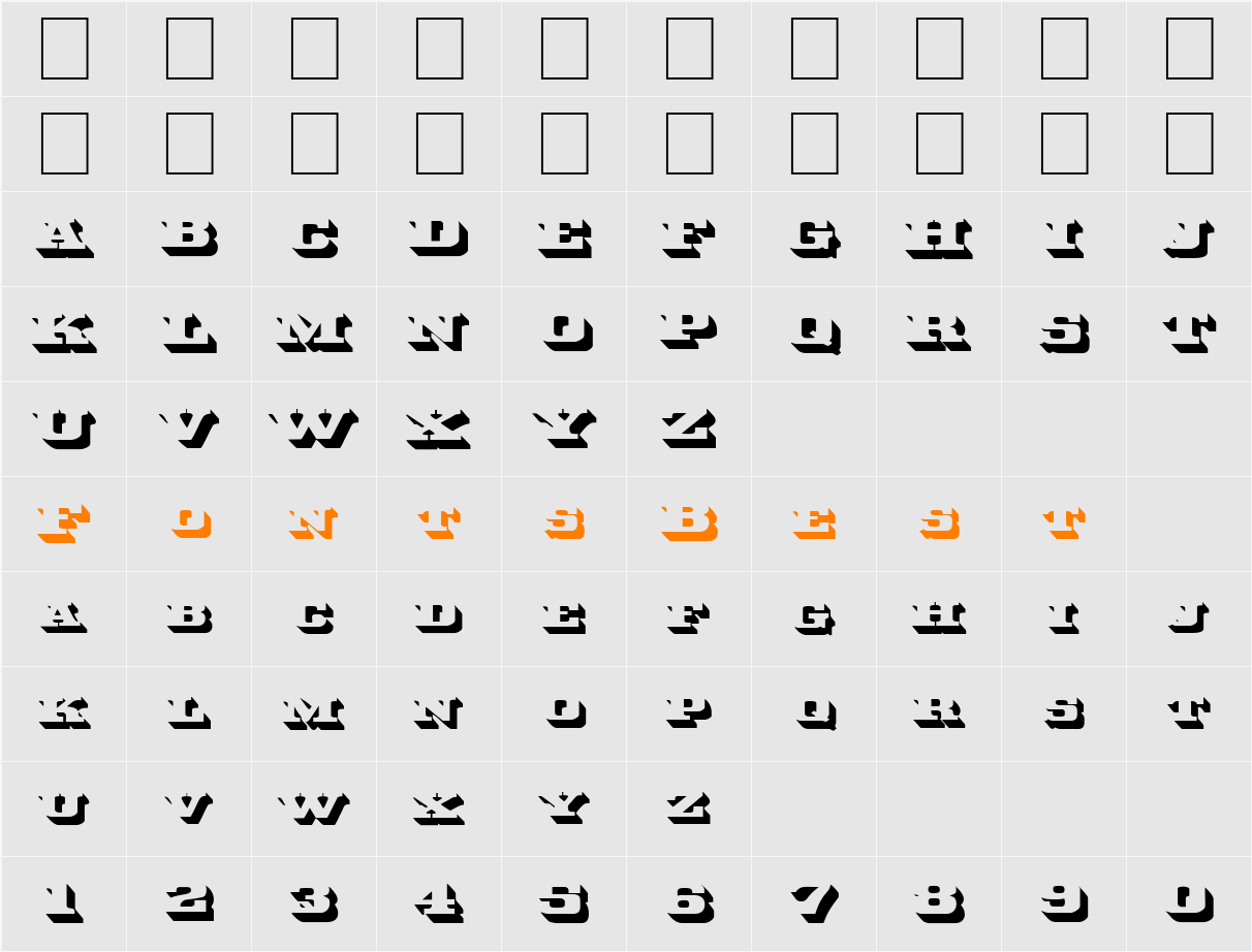 FZ UNIQUE 51 EX Character Map