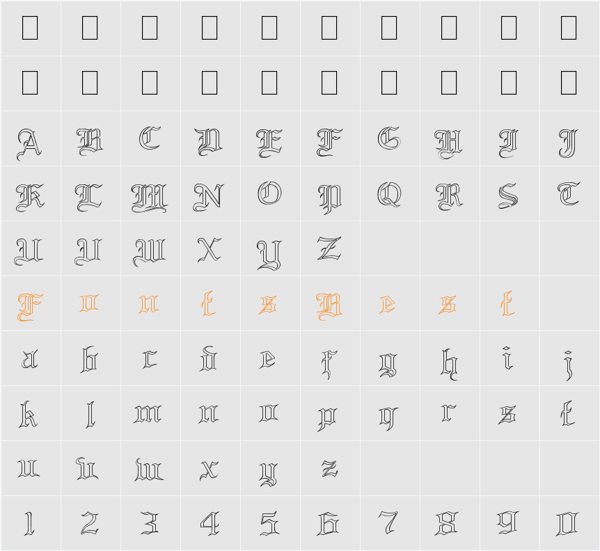 Blood and Blade outline Character Map