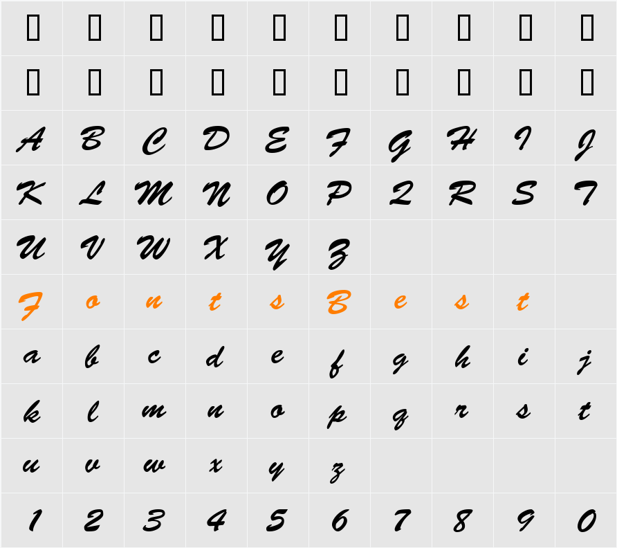 MotifScriptSSi Character Map