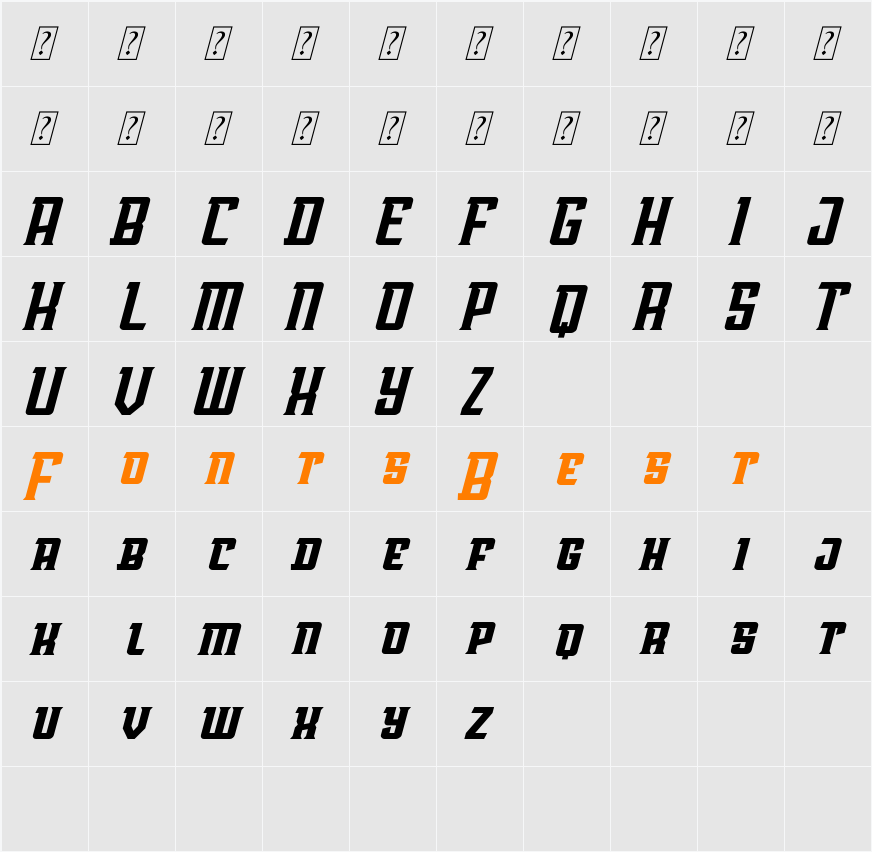 AwmU Slant Demo Character Map