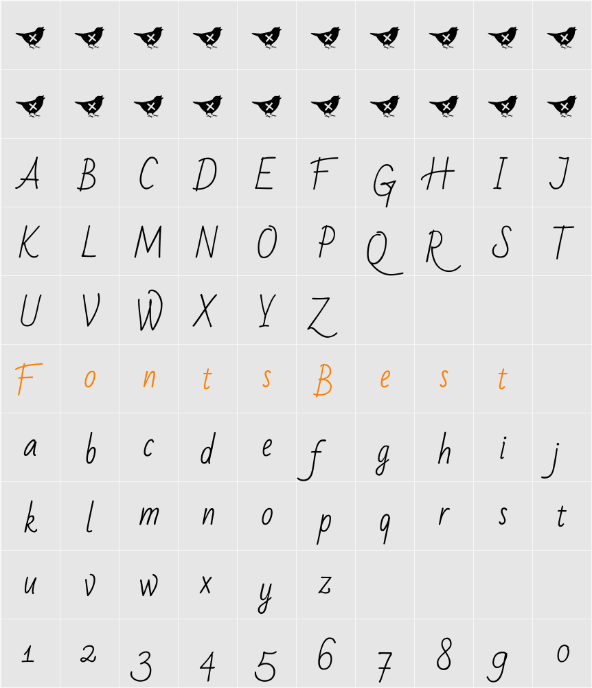 Bad Script Character Map